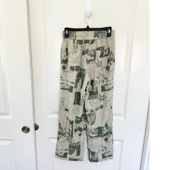 Urban Outfitters Carmen Pull On City Pant Paris Patchwork Cream Green Small - Picture 3 of 6